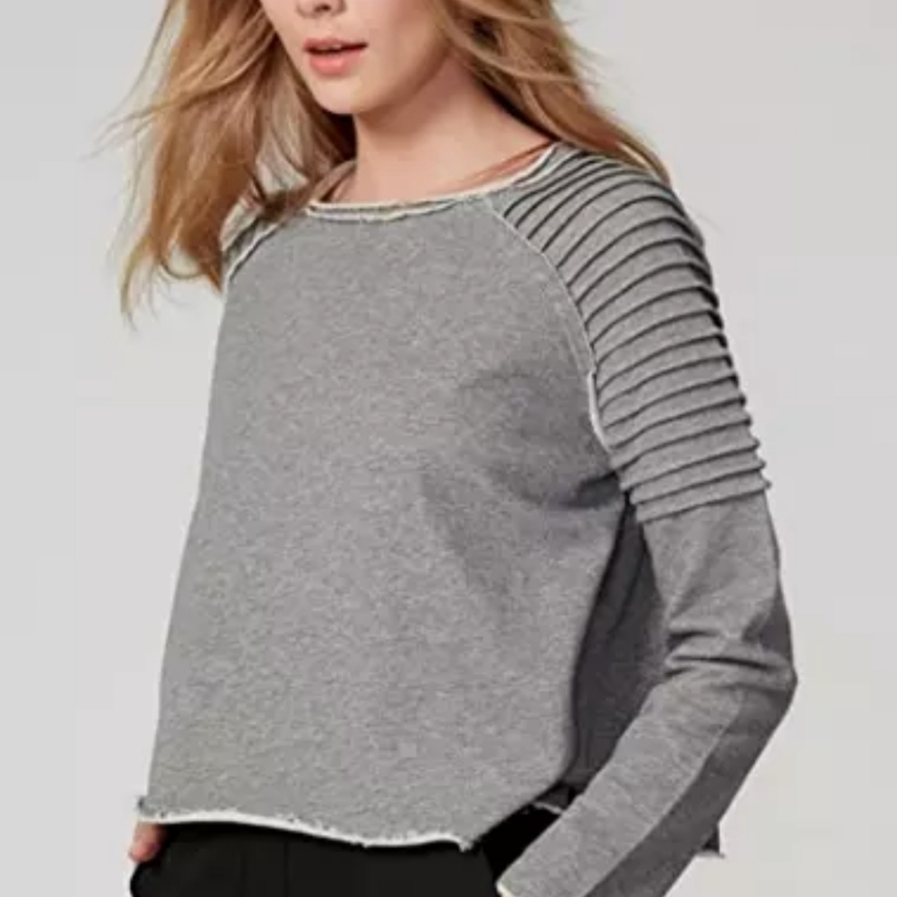 Cropped Sweatshirt Raw Edge Small Gray